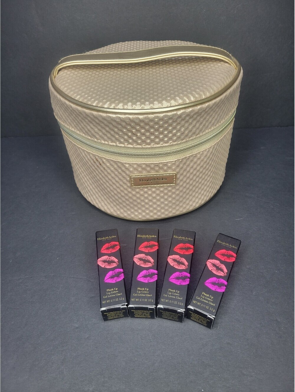 4 Pc Elizabeth Arden Gelato Plush Up Lipstick strawberry tangerine coral + Case